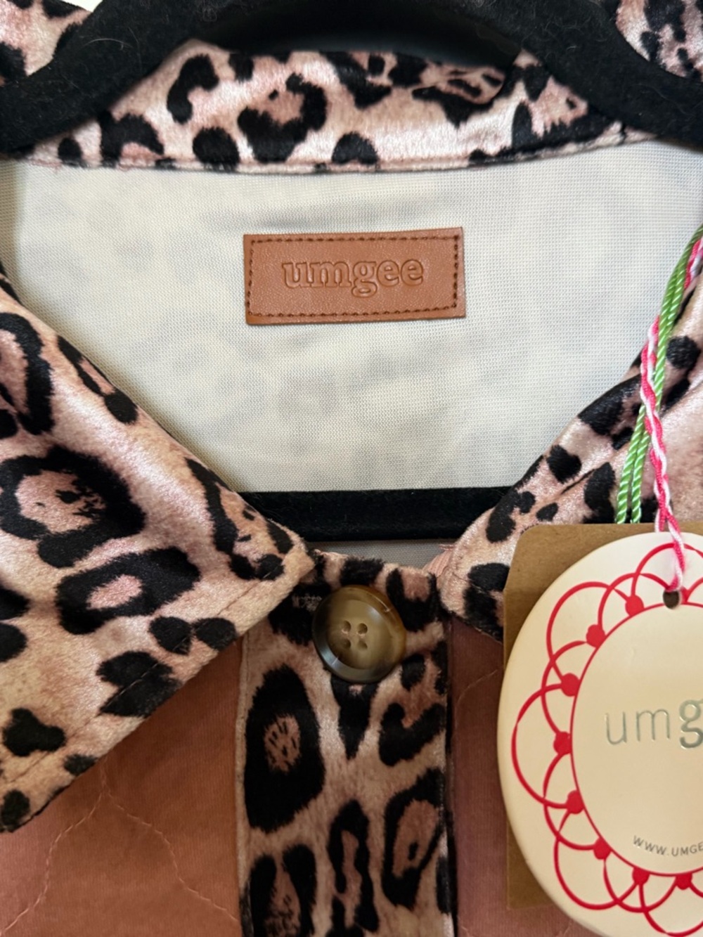 NWT Umgee Quilted Shacket w/Leopard Trim in Gingerbread Multiple Sizes - Picture 2 of 6